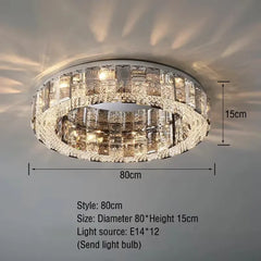 Modern Chrome Crystal Ring Semi-Flush Mount Chandelier Lighting