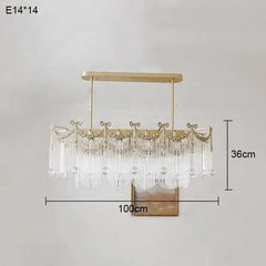 Gold Crystal Chandelier Pendant Light with Cascade Glass Rods & Beads