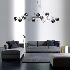 Chrome Spiral Wave Pendant Light with Glass Globes