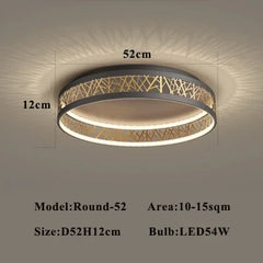 Ceiling light fixture with dimensions and specifications on a neutral background