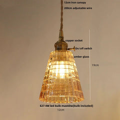 Pendant light with labeled components on a neutral background