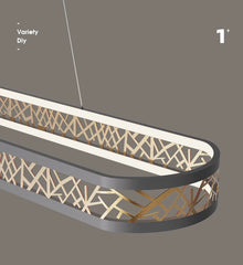 Modern pendant light with geometric design on a gray background