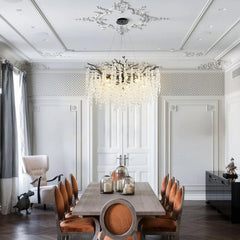 Modern Branch Crystal Chandelier with Cascading Icicle Droplets