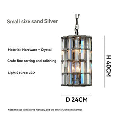 Gold Crystal Prism Faceted Pendant Chandelier with Chain
