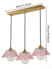 Glass Flower Pendant Light with Metal Accents Fixture