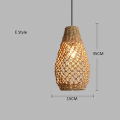 Woven Bamboo Pendant Light Natural Rattan Art Lantern Chandelier