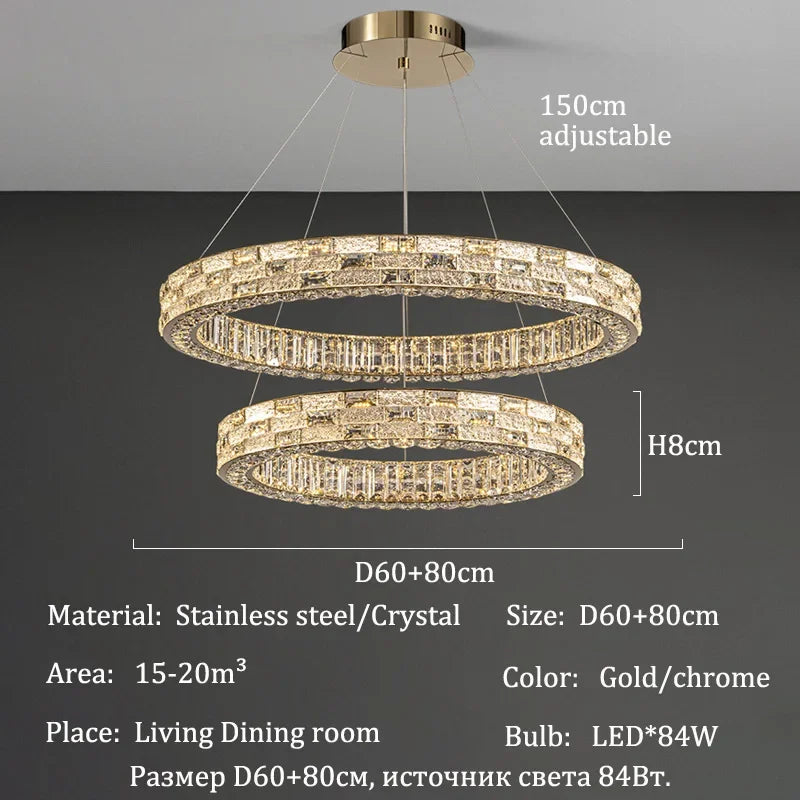Chandelier with dimensions and specifications on a gray background