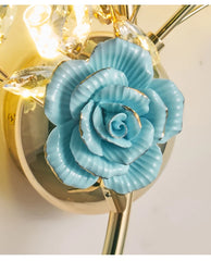 Gold Multi-Arm Flower Crystal Wall Sconce