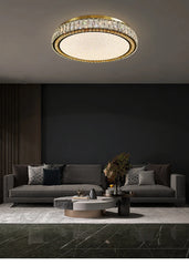 Modern Gold Crystal Oval Chandelier with Integrated LED