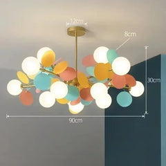 Gold Starburst Branch Chandelier with Globe Shades