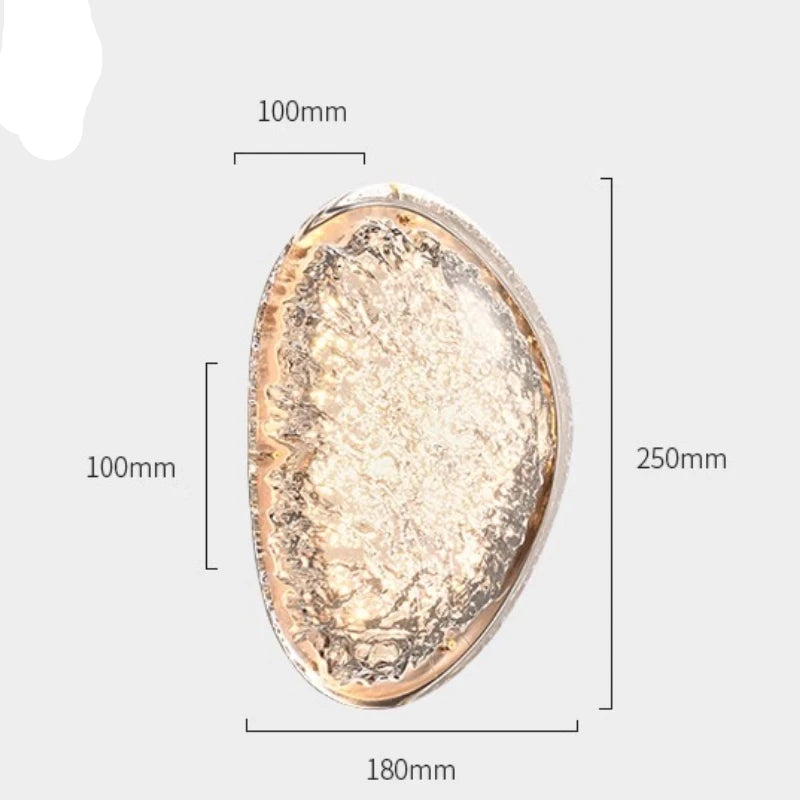 Decorative wall light with dimensions labeled on a white background