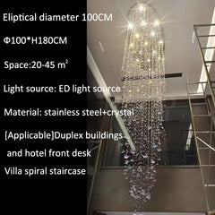 Crystal chandelier with specifications on a black background