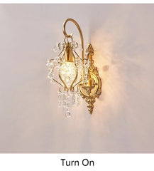Gold Crystal Sconce Light Fixture with K9 Crystals
