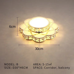 Gold Crystal Flower Flush Mount Light