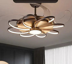 Luxury ceiling lamp with promotional text overlay in a room setting