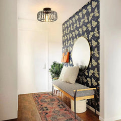 Brushed Open Cage Semi-Flush Mount Ceiling Light Fixture