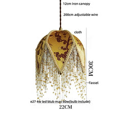Decorative pendant light with measurements