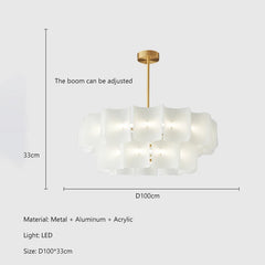Modern Gold Acrylic Wave Chandelier with Tiered Design