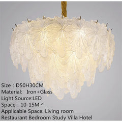 Feather Glass Tiered Chandelier with Multi-Colored Gem Accents