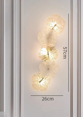 Wall-mounted light fixture with dimensions and specifications on a white background