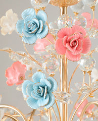 Gold Multi-Arm Ceramic Rose Ceiling Light