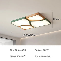 Ceiling light fixture with dimensions and specifications on a neutral background