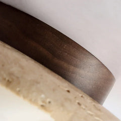 Stone Cylinder Pendant Light with Wood Accent and Natural Texture