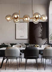 Smoked Gray Glass Orb Pendant Light with Black Metal Frame
