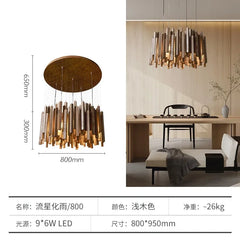 Modern Wood Stick Chandelier Light Fixture with Natural Wood Accents