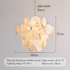 Gold White Marble Disc Chandelier Hanging Pendant Light