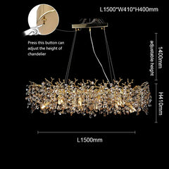 Gold Crystal Branch Pendant Light with Clear Faceted Crystals