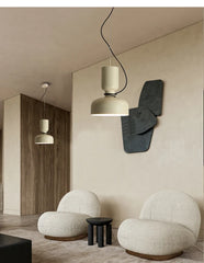 Matte Black Dome Pendant Light with Contrasting Cord
