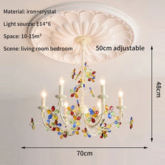 White Floral Crystal Chandelier Candelabra Style