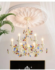 White Floral Crystal Chandelier Candelabra Style