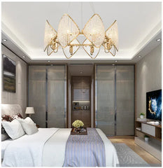 Gold Crystal Diamond Tiered Chandelier Pendant Light Modern Design