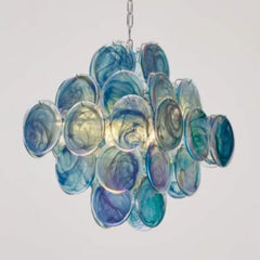Glass Disc Chandelier Pink Tiered Hanging Pendant Light