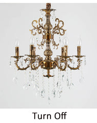 Coppery Multi-Arm Crystal Chandelier
