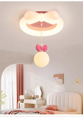 White Pink Bow Ceiling Light Flush Mount Children's Room Light