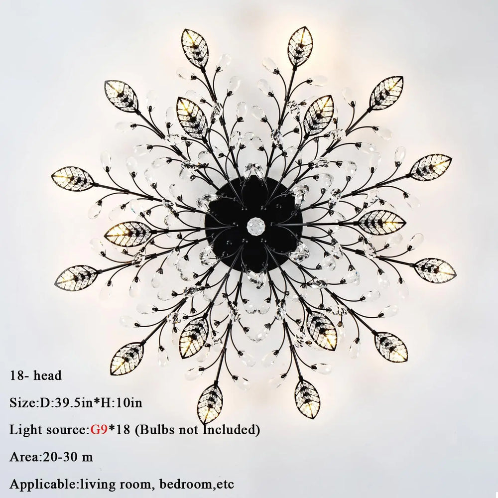 Decorative ceiling light fixture with leaf-like design on a white background