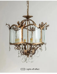 Gold Floral Crystal Chandelier Candle Style Pendant Light