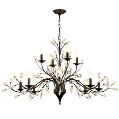 Decorative chandelier with multiple candle-style lights on a white background