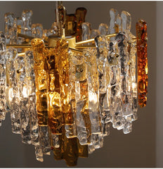 Glass Tube Chandelier with Amber and Clear Accents