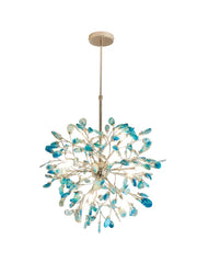 Gold Agate Slice Floral Chandelier Pendant Light