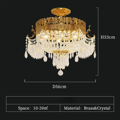Gold Crystal Waterfall Semi-Flush Ceiling Light Fixture