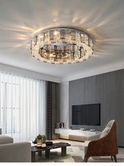 Modern Chrome Crystal Ring Semi-Flush Mount Chandelier Lighting