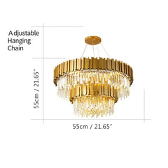 Tiered Crystal Chandelier with Black Accents and Gold Finish