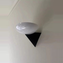 Black Geometric Triangle Base Frosted Oval Shade Sconce Light
