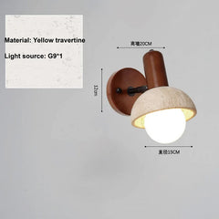 Wall-mounted light fixture with dimensions and material information on a gray background