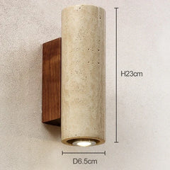 Natural Stone Cylinder Up/Down Light Wall Sconce with Bronze Finish