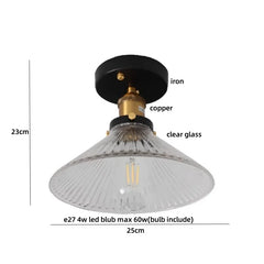 Ceiling light fixture with labeled components on a white background